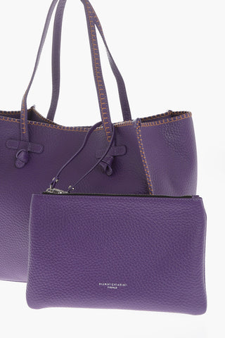 MARCELLA CLUB Hammered Leather Shoulder Bag Contrasting Seams