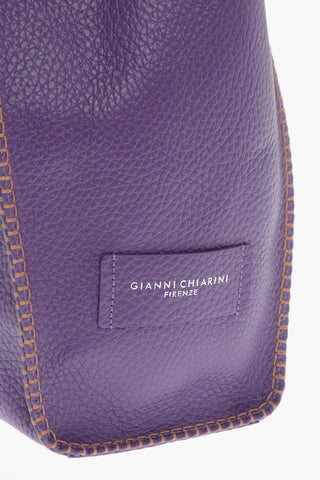 MARCELLA CLUB Hammered Leather Shoulder Bag Contrasting Seams