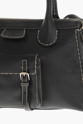 Borsa A Spalla EDITH In Pelle Con Cuciture A Cotrasto