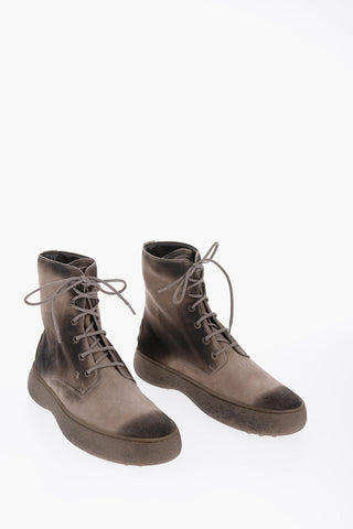 Vintage Effect Suede Leather Boots