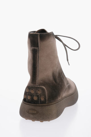Vintage Effect Suede Leather Boots