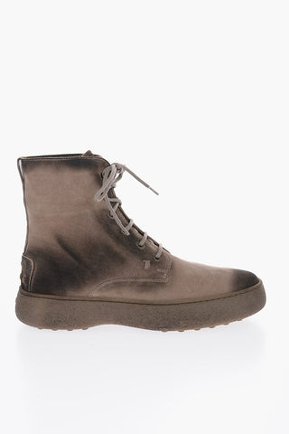 Vintage Effect Suede Leather Boots