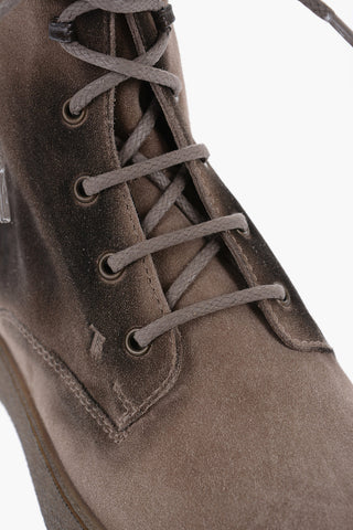 Vintage Effect Suede Leather Boots