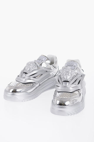 Metallized Leather ODISSEA Low-Top Sneakers With Statement Logo