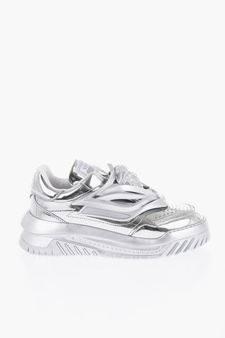 Metallized Leather ODISSEA Low-Top Sneakers With Statement Logo
