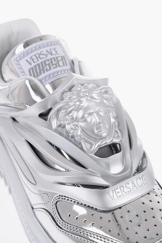 Metallized Leather ODISSEA Low-Top Sneakers With Statement Logo