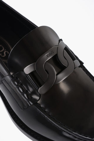 Brushed Leather Loafers With Chain Deatil