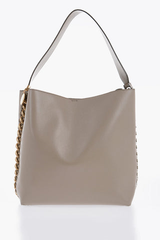 Vegan Leather Shoulder Bag With Chain Details
