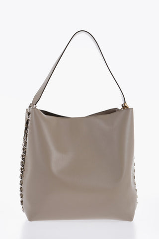 Vegan Leather Shoulder Bag With Chain Details