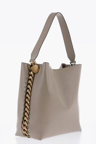 Vegan Leather Shoulder Bag With Chain Details