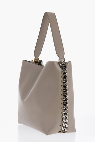 Vegan Leather Shoulder Bag With Chain Details
