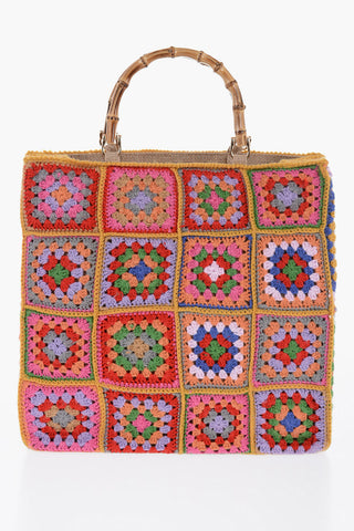 Borsa Tote CROCHET Con Manici In Bambù