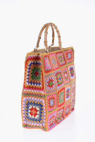Borsa Tote CROCHET Con Manici In Bambù