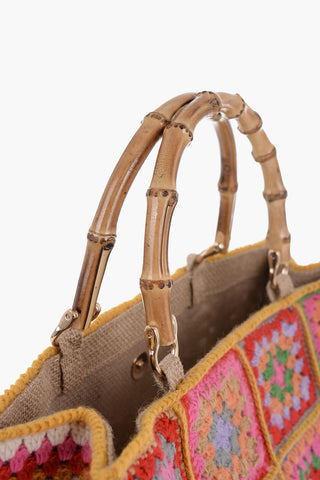 Borsa Tote CROCHET Con Manici In Bambù