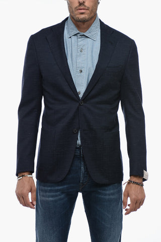 Stretch Wool Half-lined Blazer with Welt Pockets