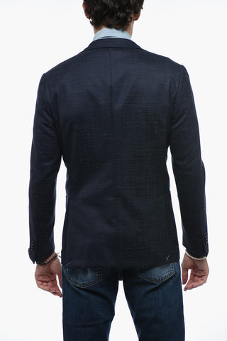 Stretch Wool Half-lined Blazer with Welt Pockets