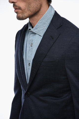 Stretch Wool Half-lined Blazer with Welt Pockets
