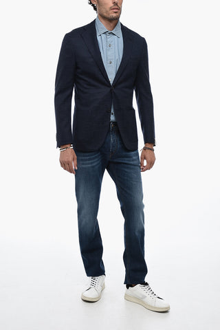 Stretch Wool Half-lined Blazer with Welt Pockets