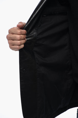 ID Leather Blazer with Flap Pockets