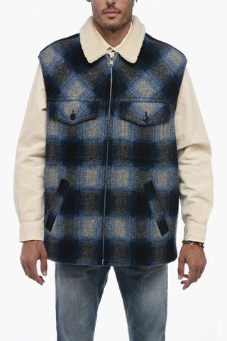 Gilet in Shearling con Motivo Tartan
