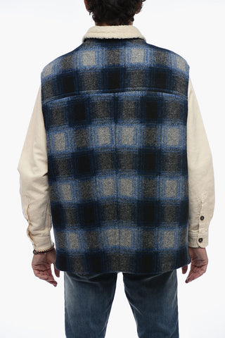 Gilet in Shearling con Motivo Tartan