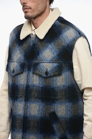 Gilet in Shearling con Motivo Tartan