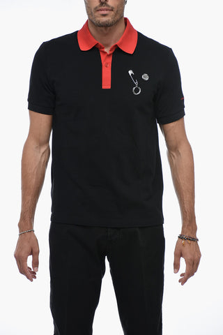 Hopsack Cotton Polo with Brooches