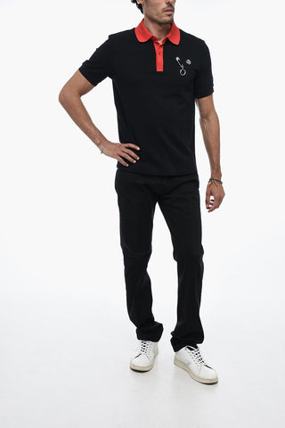 Hopsack Cotton Polo with Brooches