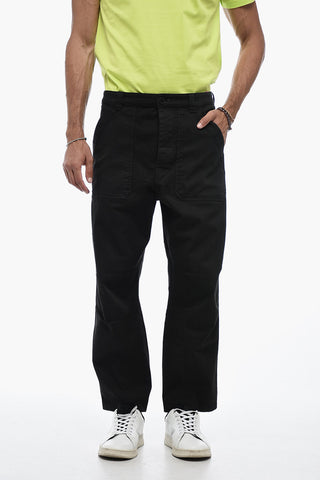 Pantaloni in Cotone Stretch a Vita Bassa