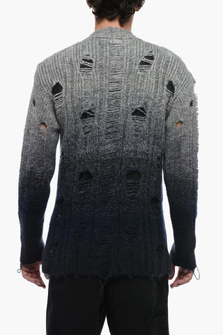 Mohair Blend Degradè Cardigan with Beads Detail