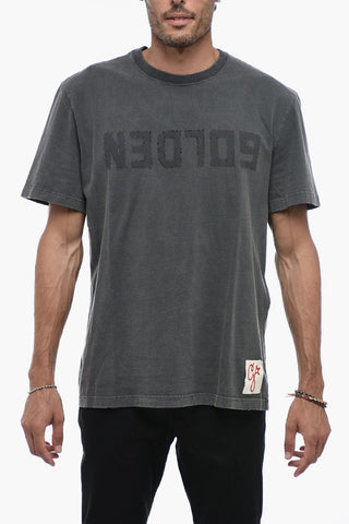 Lived-in Effect Cotton T-Shirt with Crew Neck