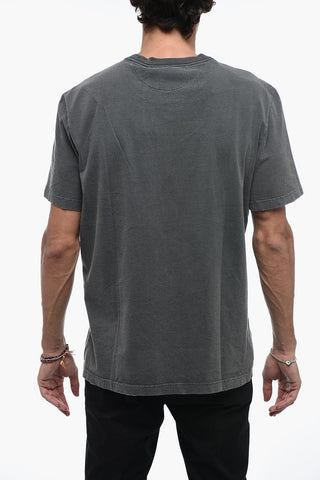 Lived-in Effect Cotton T-Shirt with Crew Neck