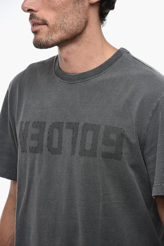 Lived-in Effect Cotton T-Shirt with Crew Neck