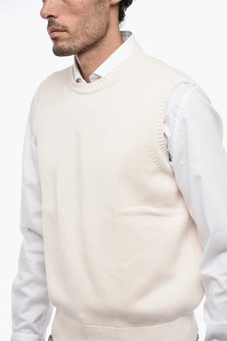 Cotton Knit Crewneck Vest