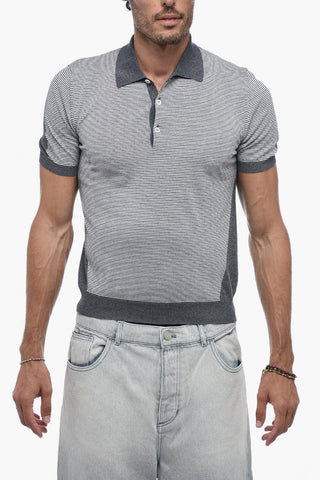 Stripe Print Long Sleeved Polo