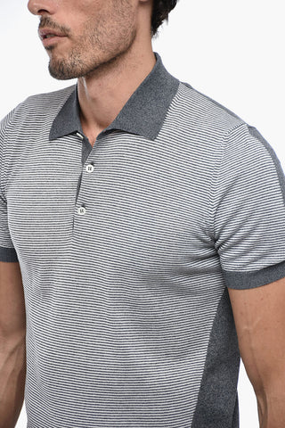 Stripe Print Long Sleeved Polo