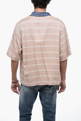 Polo shirt with Golden-Buttons and Denim Collar