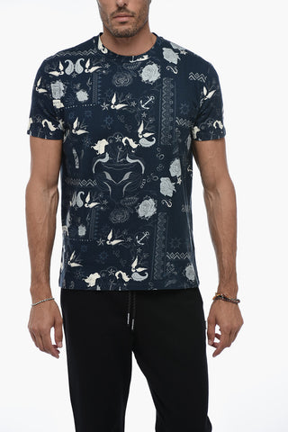 Crewneck T-shirt with Paisley Print