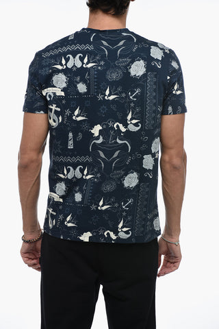 Crewneck T-shirt with Paisley Print