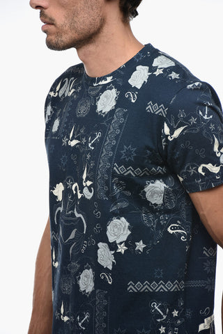 Crewneck T-shirt with Paisley Print
