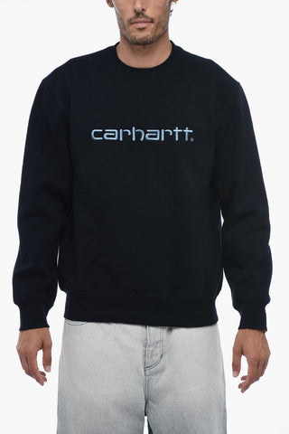 Fleece Cotton Crew Neck Sweatshirt with Embroidered Logo