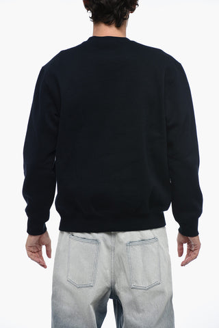 Fleece Cotton Crew Neck Sweatshirt with Embroidered Logo