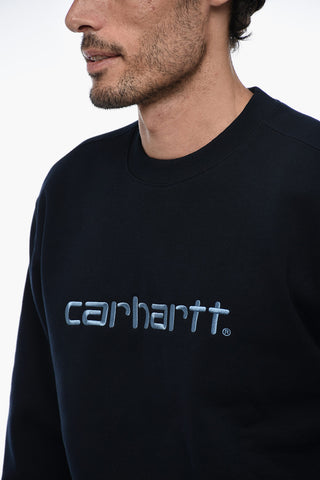 Fleece Cotton Crew Neck Sweatshirt with Embroidered Logo