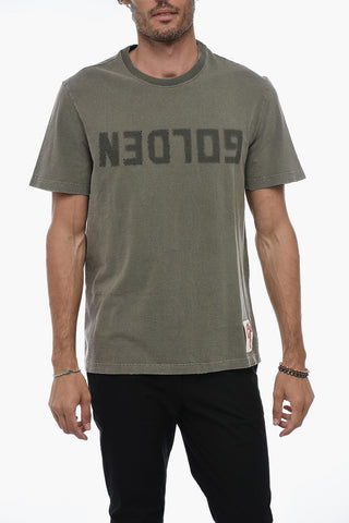 Lived-in Effect Cotton T-Shirt with Crew Neck