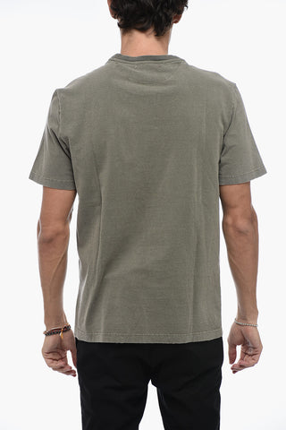 Lived-in Effect Cotton T-Shirt with Crew Neck