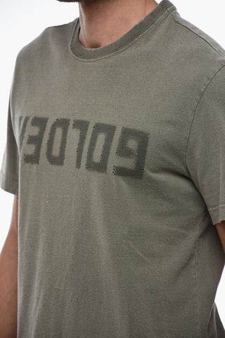 Lived-in Effect Cotton T-Shirt with Crew Neck