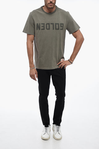 Lived-in Effect Cotton T-Shirt with Crew Neck