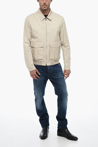Overshirt con Chiusura Zip e Tasche ad Aletta