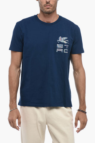 Floral Motif T-Shirt with Logo Print