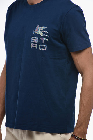 Floral Motif T-Shirt with Logo Print